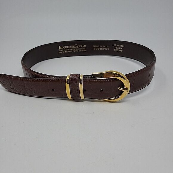 Jacqueline Ferrar Accessories - Jacqueline Ferrar Womens Brown Split Leather Fashion Belt Size Medium Italy